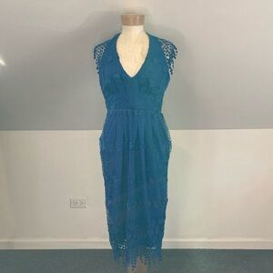 Eva Franco Anthropologie Adella Lace Dress in Cobalt Blue
